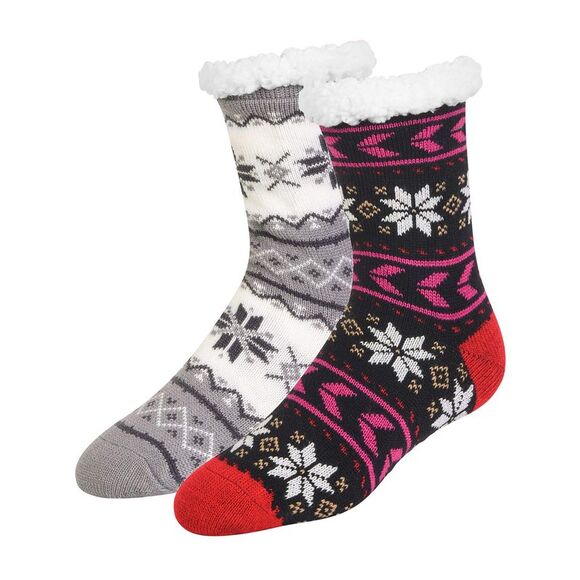 Gray & Red Snowflake 2-Pack Slipper Socks - Picture 5 of 6